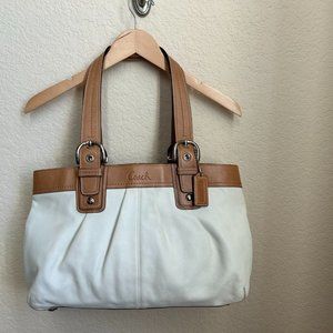 Coach White and Tan Shoulder Bag